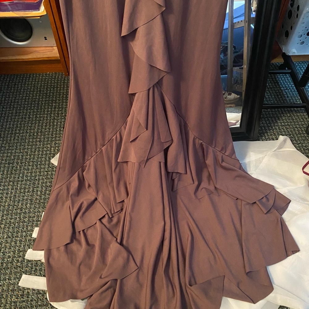 Long purple dress with cutesy bow / low back